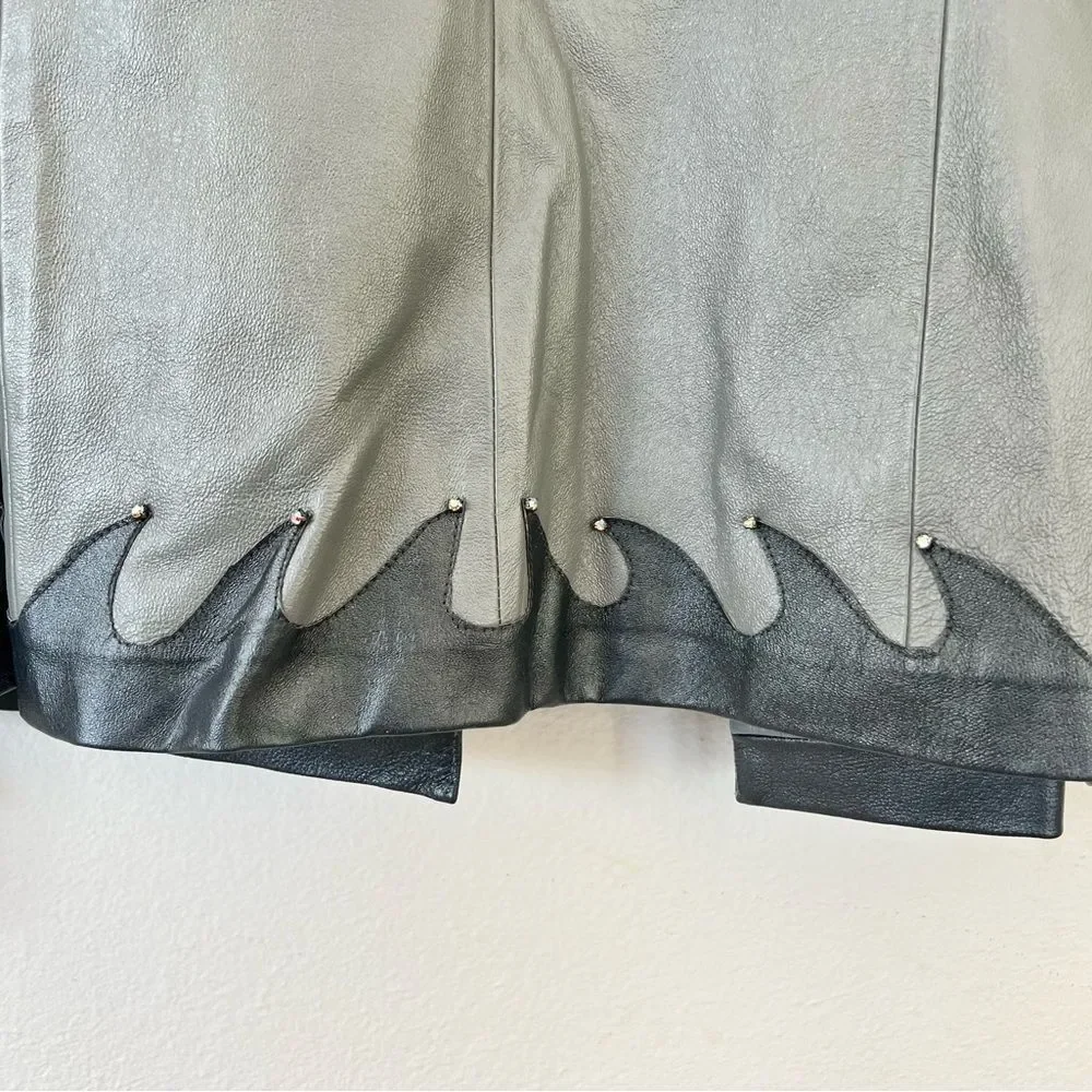 Maxene Couture New York Women’s Genuine Leather Silver Grey Jacket Size 20 NWT - Picture 12 of 12